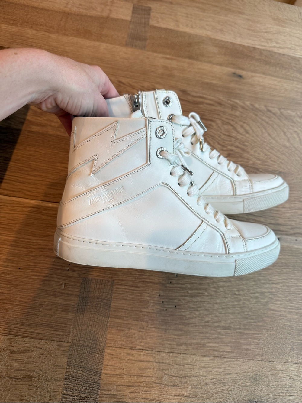 Zadig & Voltaire ZV1747 High Flash High Top Sneakers White Leather 38
